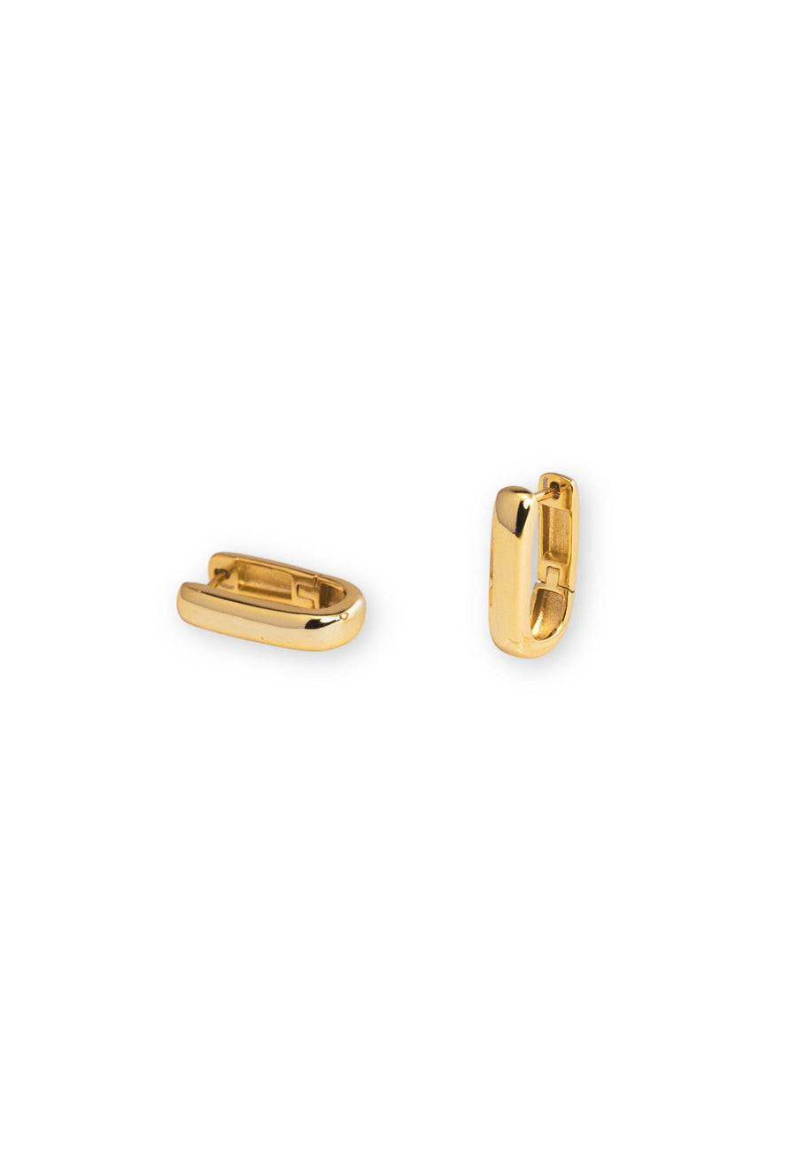 Pendientes de aro gruesos rectangulo MUSE en plata y baño en oro