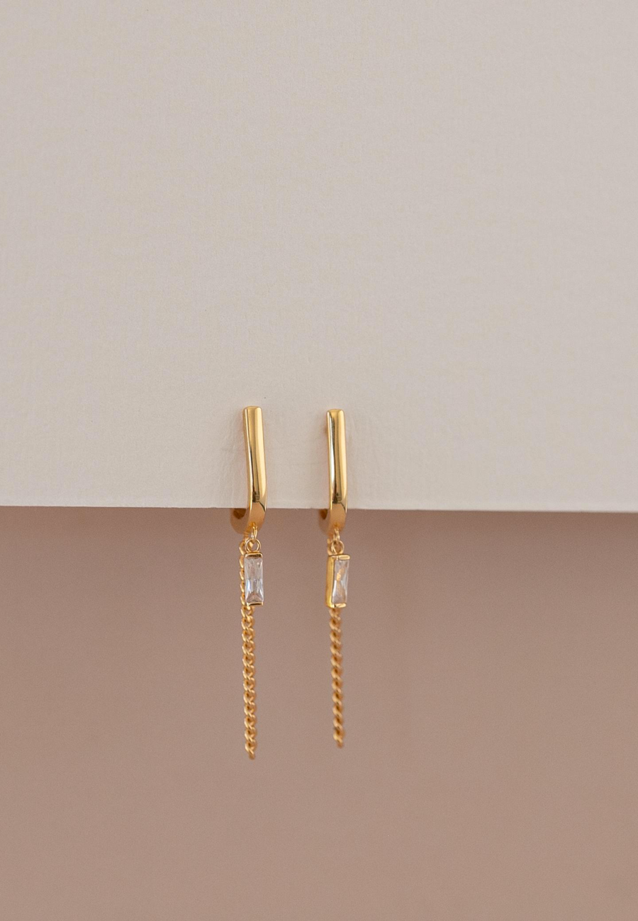 Pendientes de plata FUN en plata de ley y baño oro