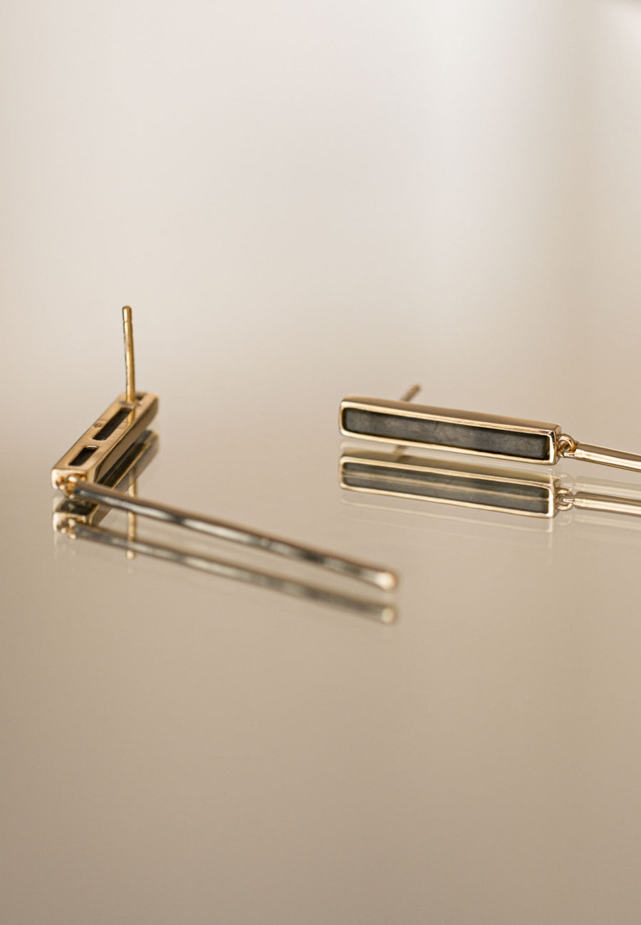 Pendientes de plata largos LABRADORITA plata chapada en oro