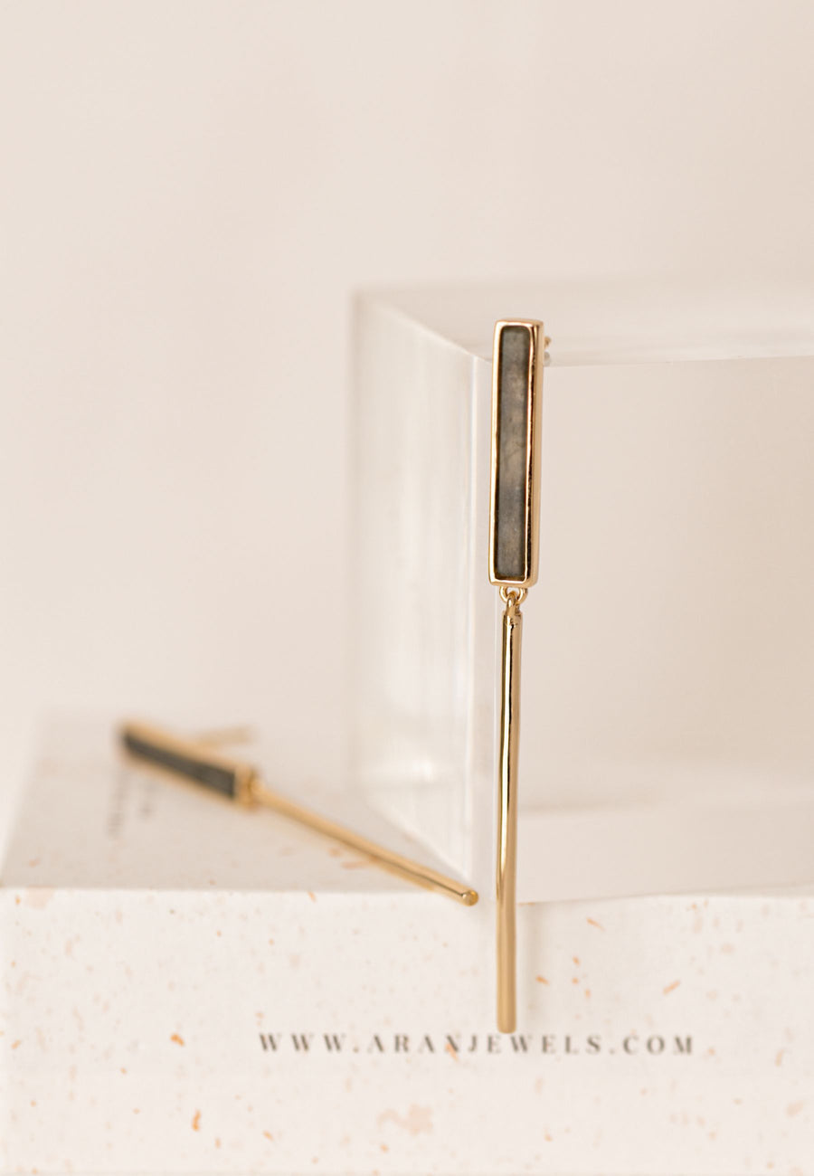 Pendientes de plata largos LABRADORITA plata chapada en oro