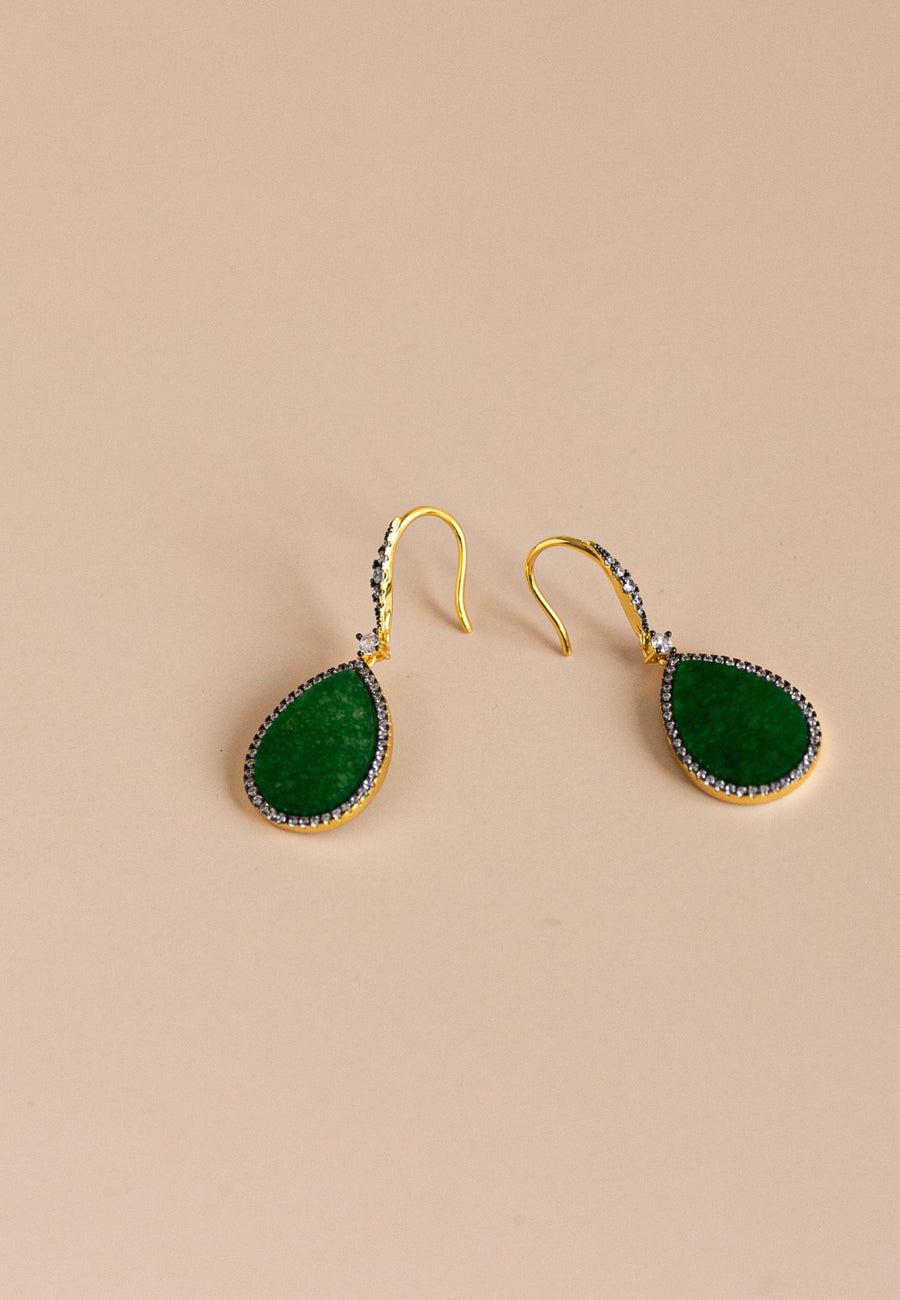 Pendientes de plata JADE en plata y baño oro