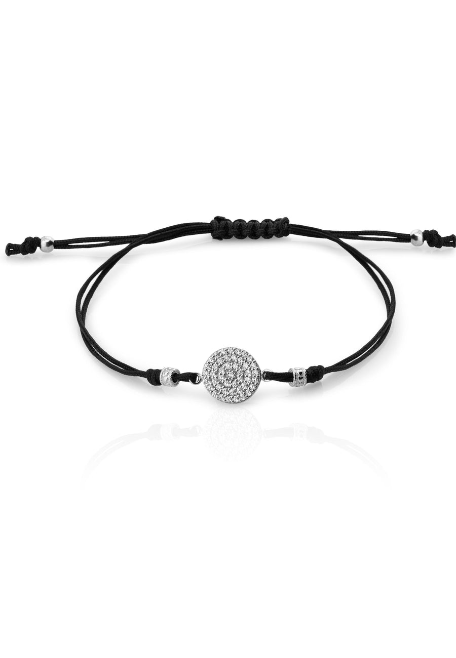 Pulsera WHITE MOON PLATA de macramé, plata de ley y zirconita