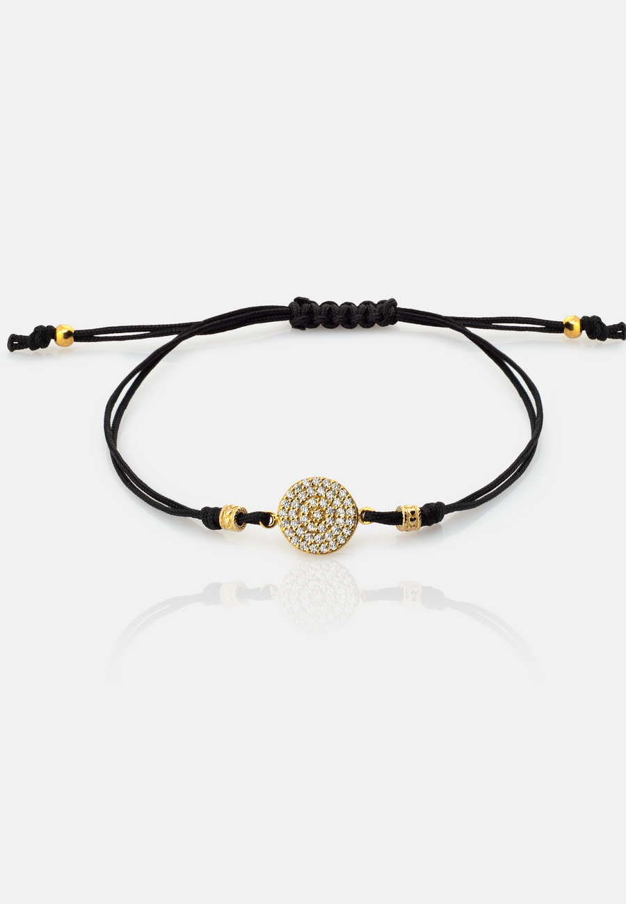 Pulsera macramé WHITE MOON en plata y baño oro