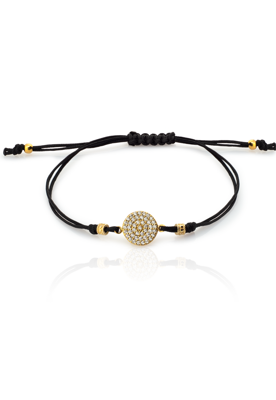 Pulsera macramé WHITE MOON en plata y baño oro