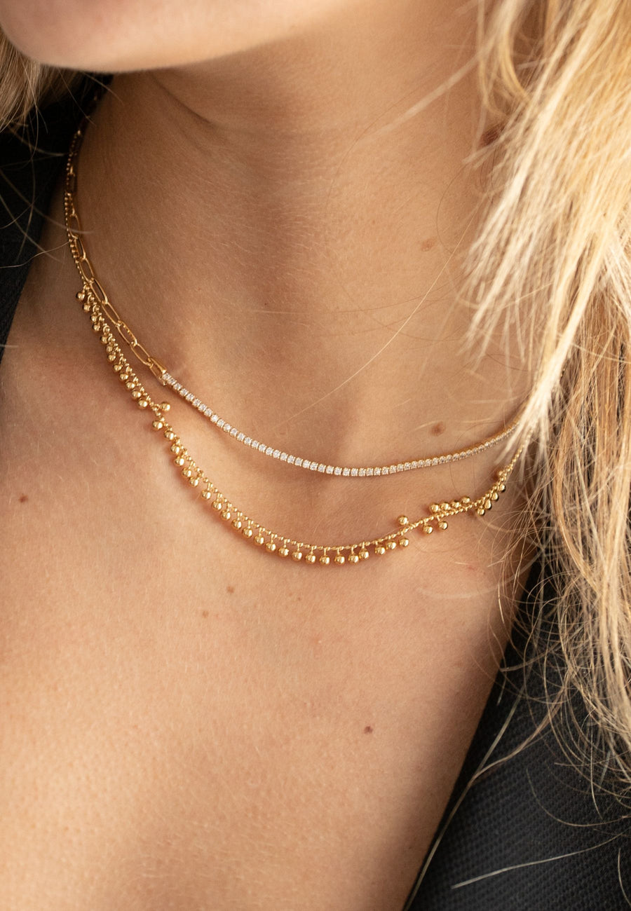 Collar TENNIS con circonitas plata de ley y baño oro