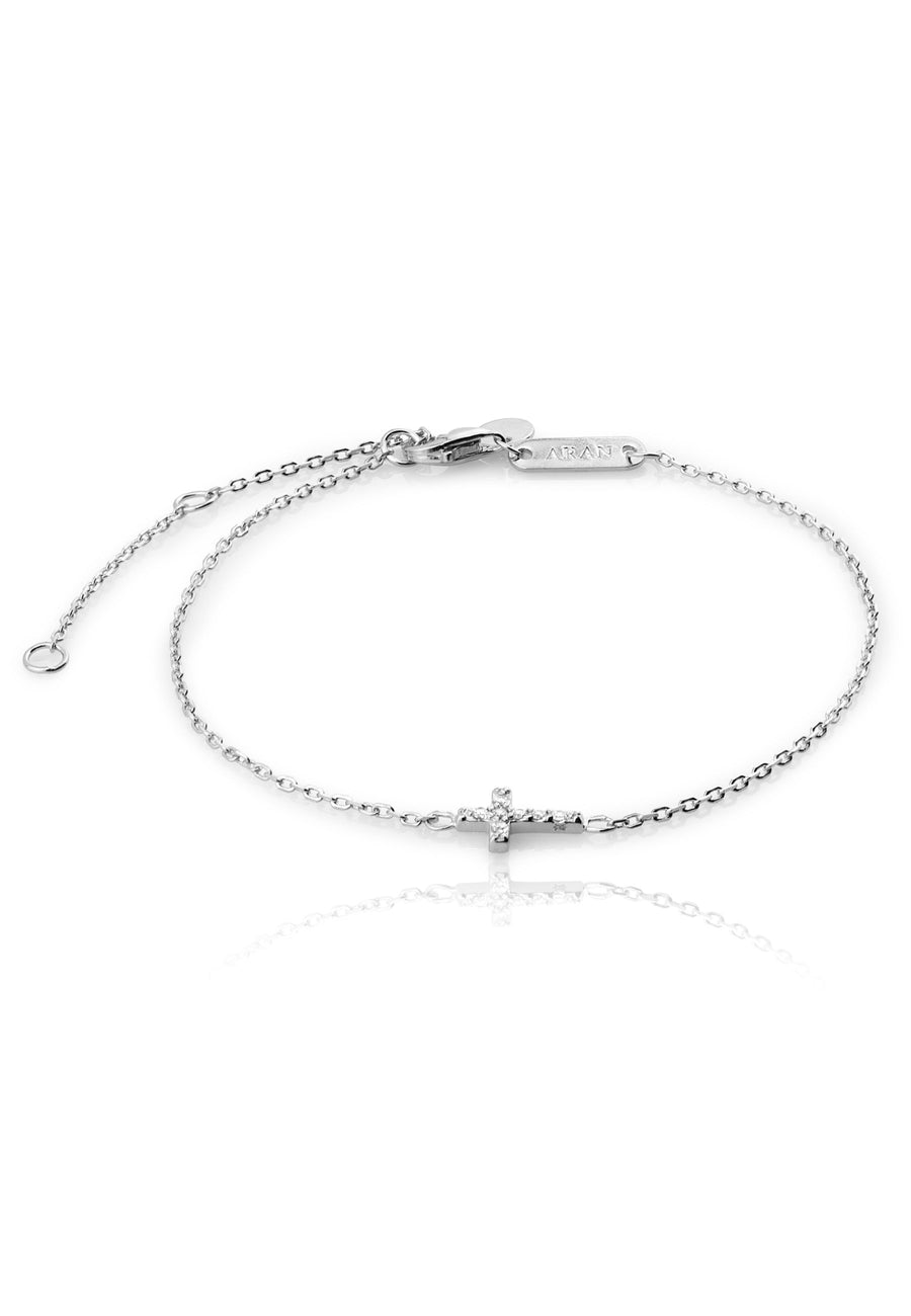 Pulsera de cadena con PEQUEÑA CRUZ en plata de ley