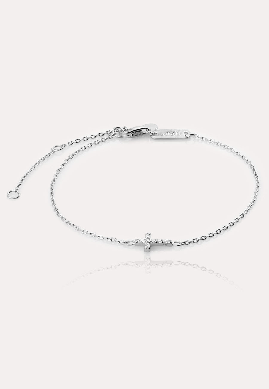 Pulsera de cadena con PEQUEÑA CRUZ en plata de ley