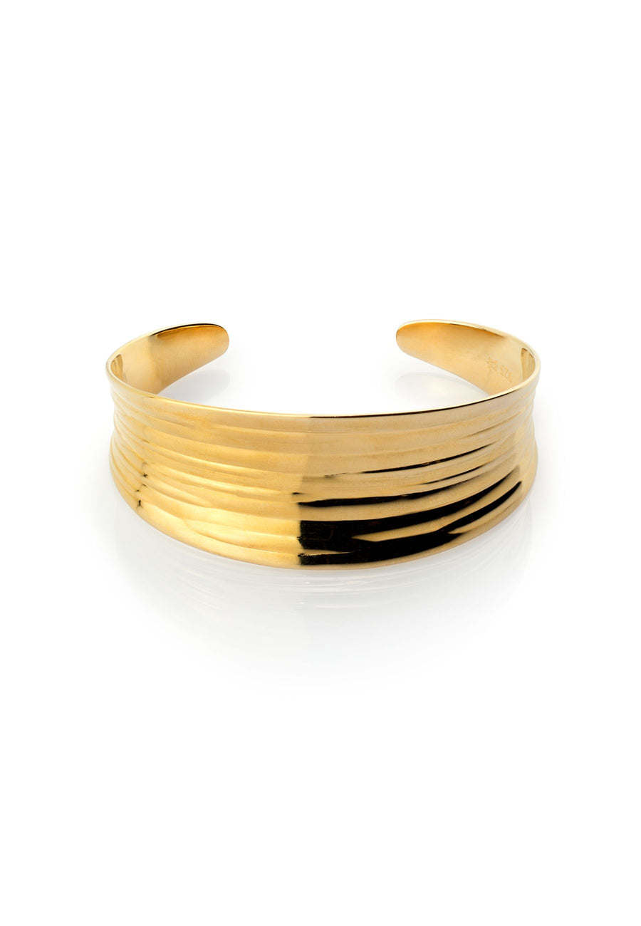 Pulsera esclava ONDAS plata bañada en oro de 24k