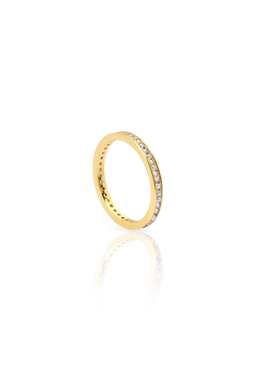 Anillo de banda ETERNITY con circonitas blancas baño de oro