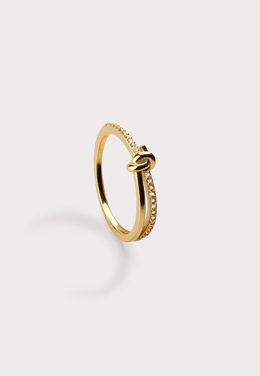 Anillo NUDO CZ con circonitas oro