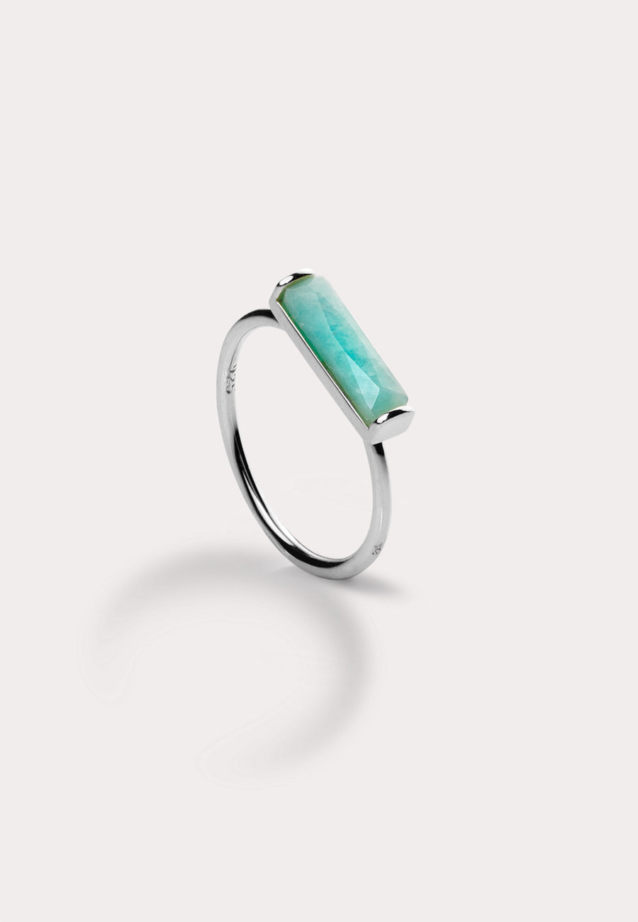 Anillo TUB AMAZONITA plata de ley 925