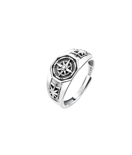 COMPASS Anillo de plata de ley ajustable.