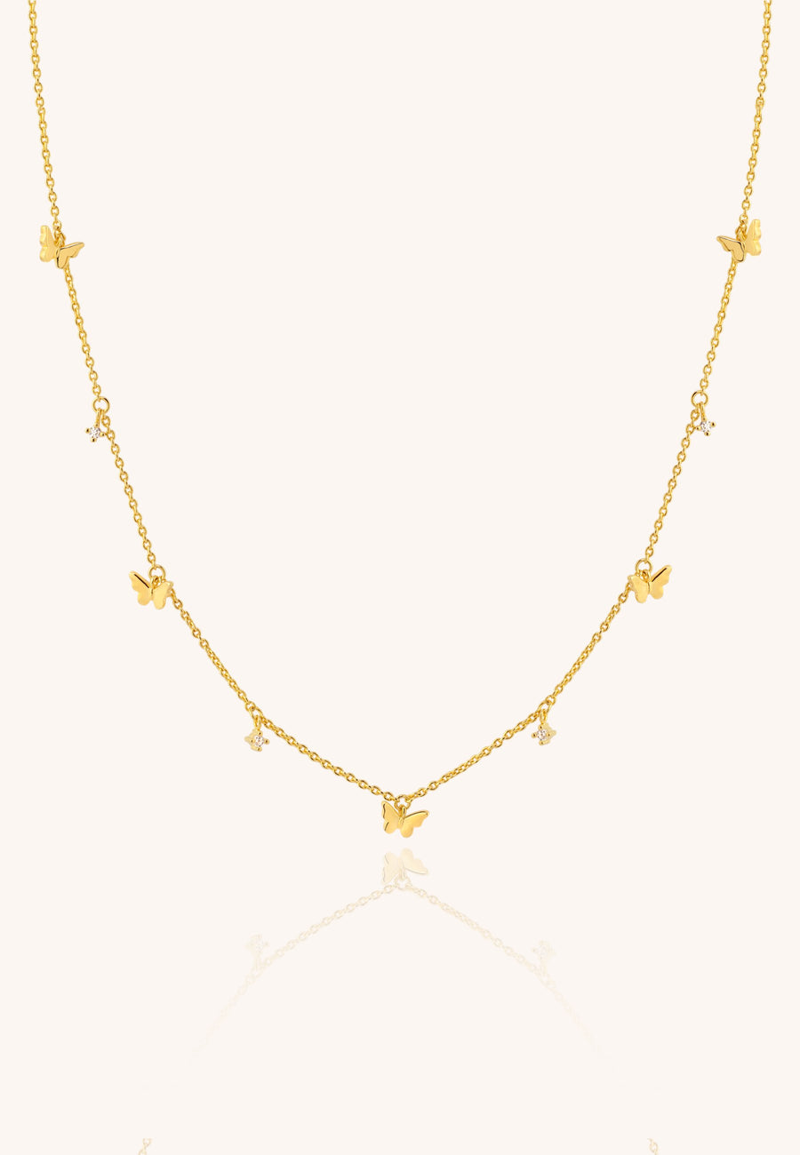 Collar de plata CINCO MARIPOSAS oro