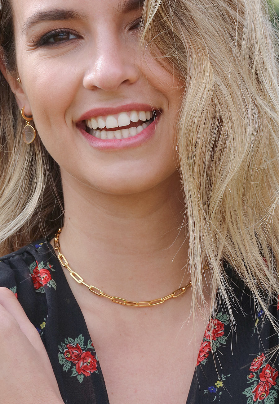 HERAS GLD Collar plata de ley con baño oro y cadena gruesa.