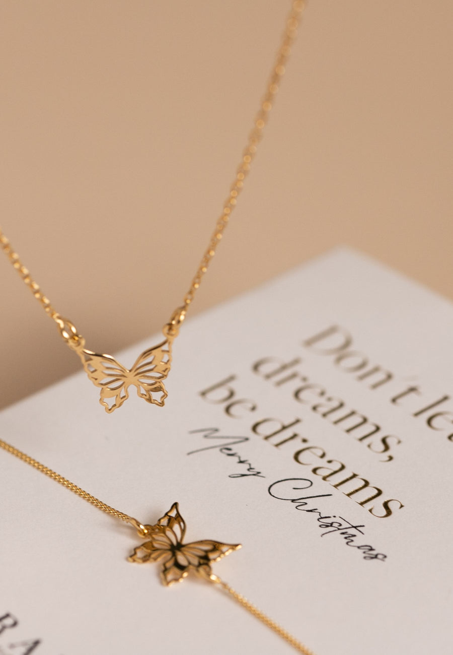 Collar de plata MARIPOSA CALADA oro