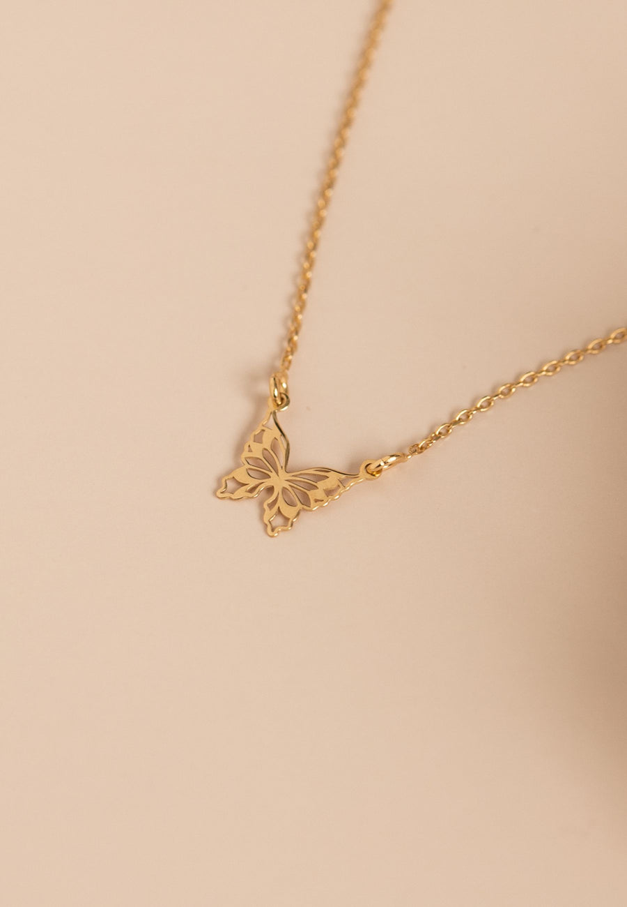 Collar de plata MARIPOSA CALADA oro
