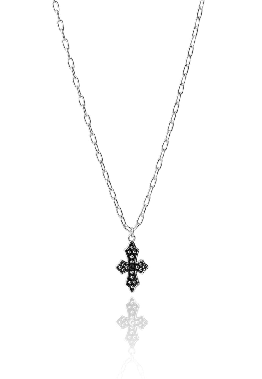 Collar BLACK CROSS plata