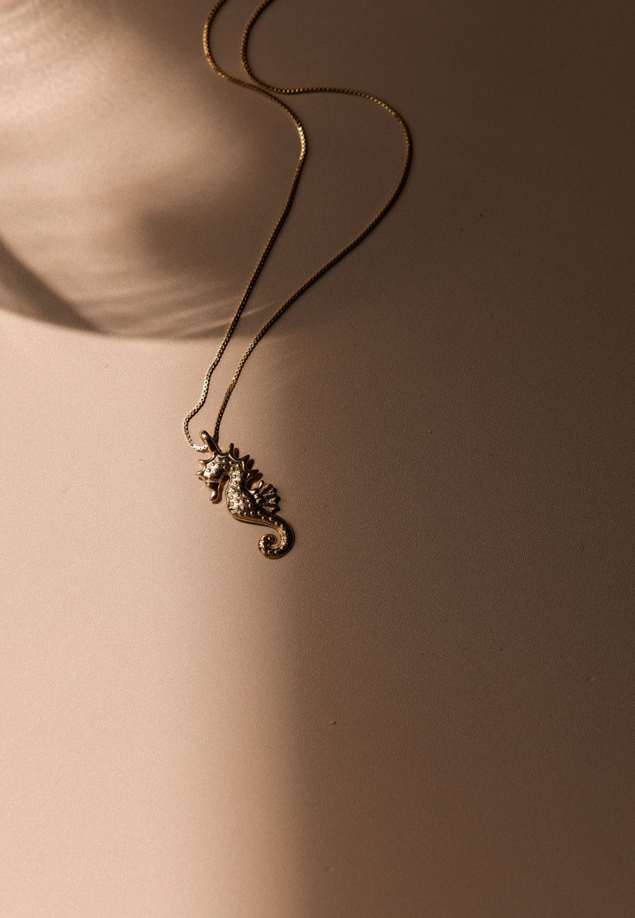 Collar SEA HORSE plata y baño oro