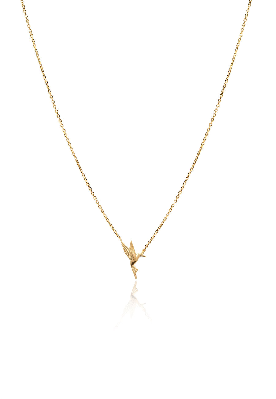 Collar COLIBRÍ plata baño oro 24k