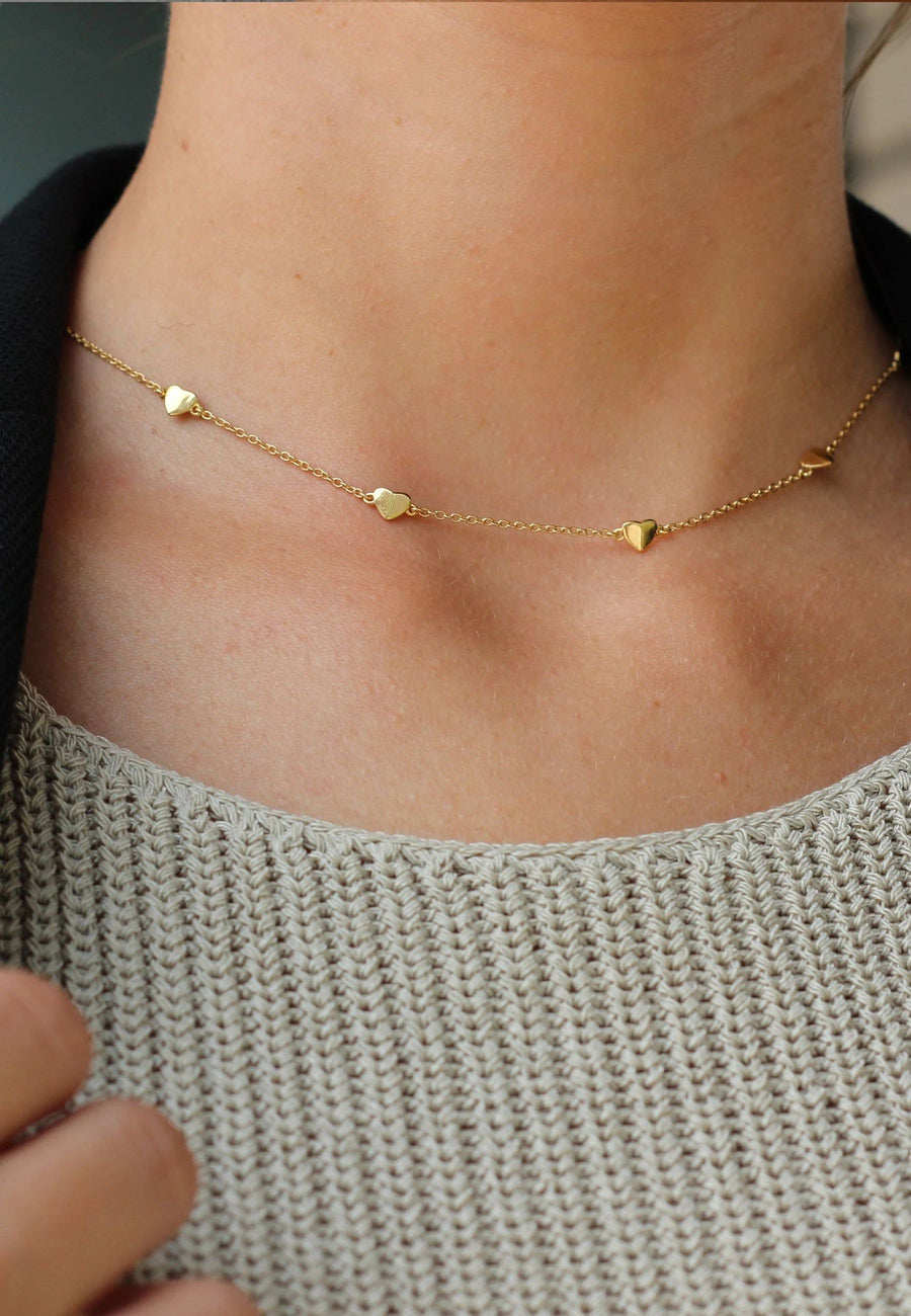 Collar de plata CORAZONES oro