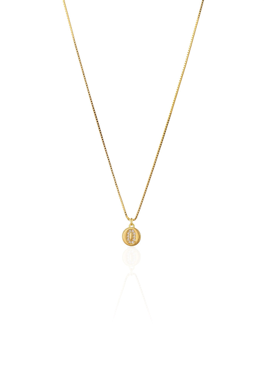 Collar INICIAL con medalla y circonitas en plata y baño oro