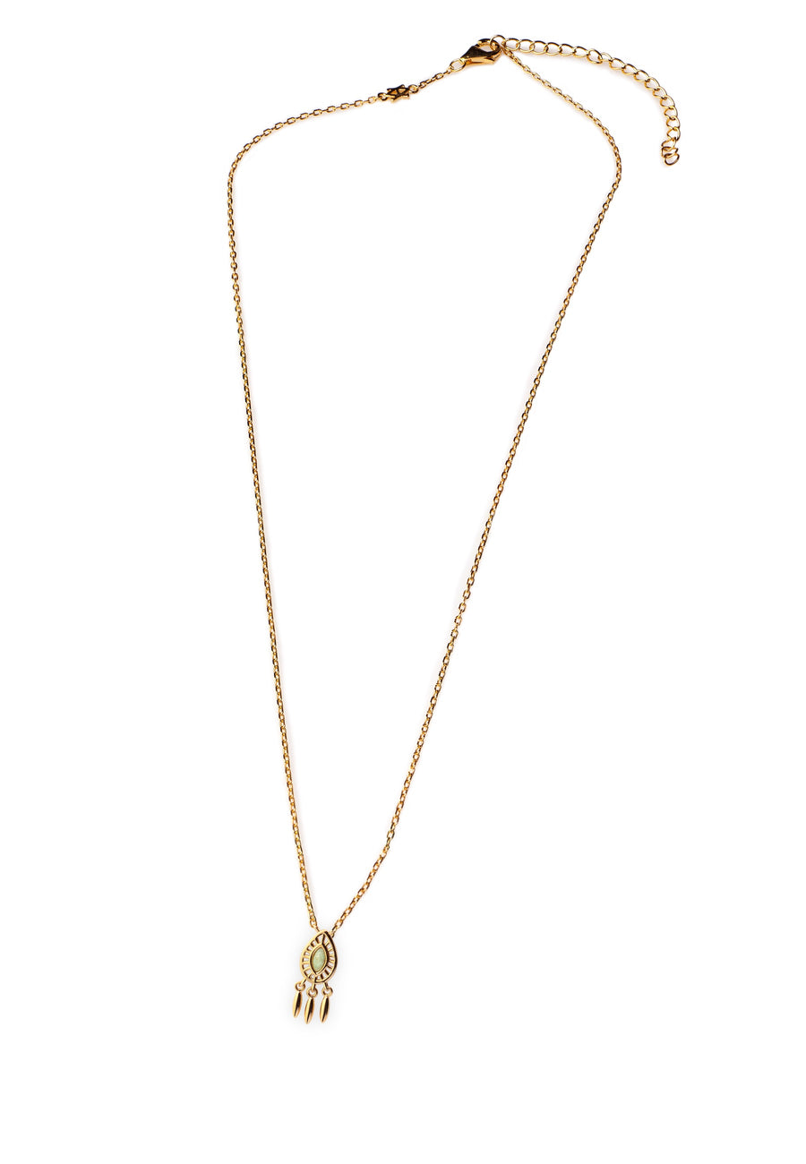 Collar de plata RITUAL con piedra aventurina en plata y baño oro