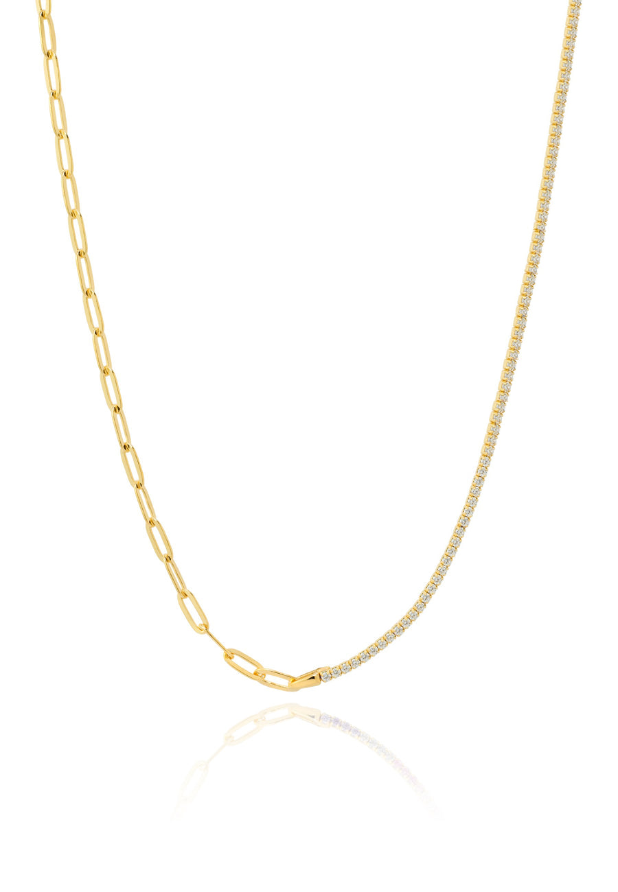 Collar TENNIS con circonitas plata de ley y baño oro