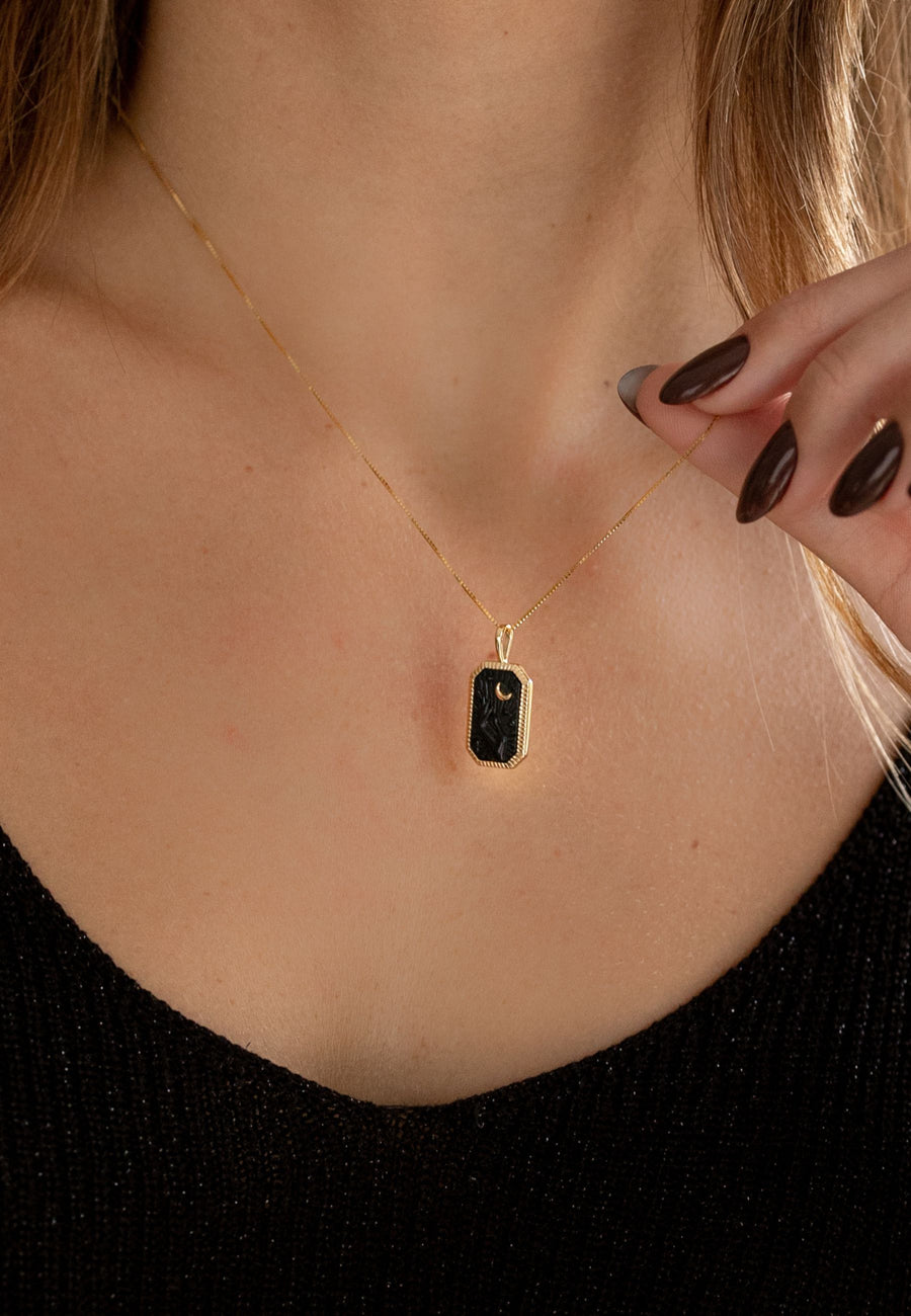 Collar de plata WITCH MOON turquesa negra oro