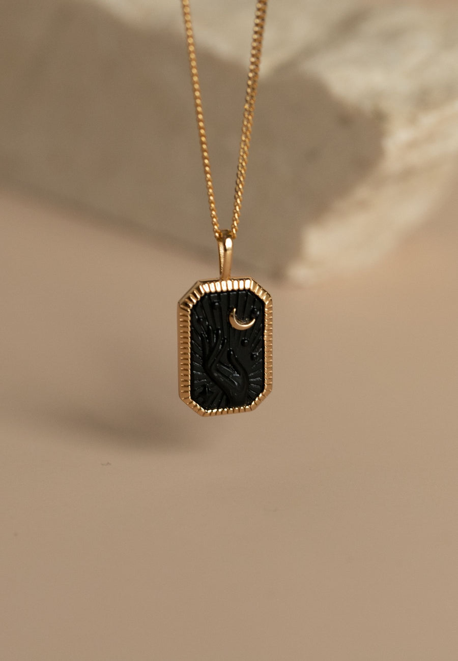 Collar de plata WITCH MOON turquesa negra oro