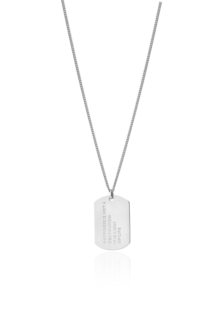 HAPPINESS Collar Medalla militar para hombre en plata de ley