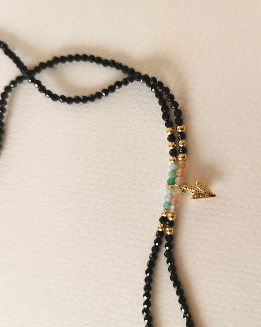 Collar de plata LANZA AZUL en plata de ley chapada en oro