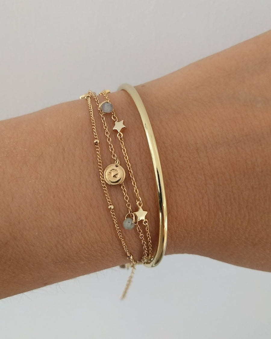 Pulsera de plata MONEDITAS, piedra natural.