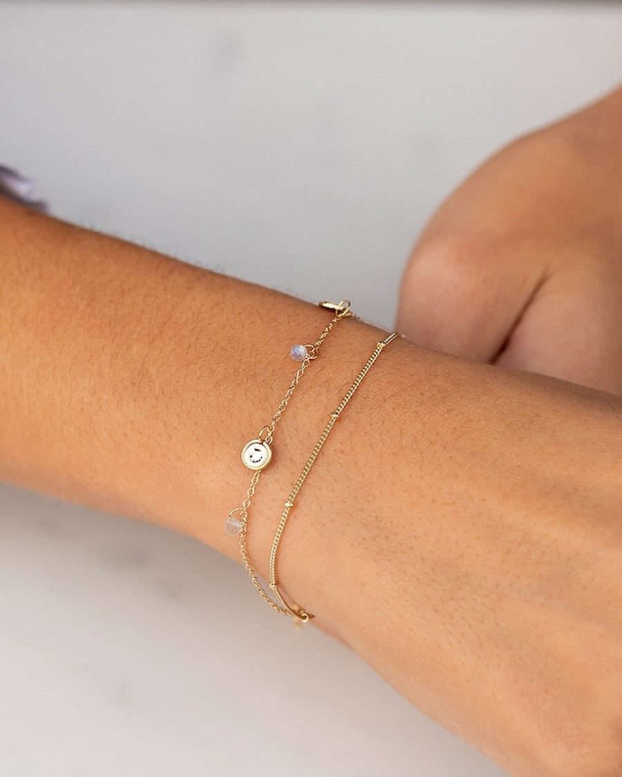 Pulsera de plata MONEDITAS, piedra natural.