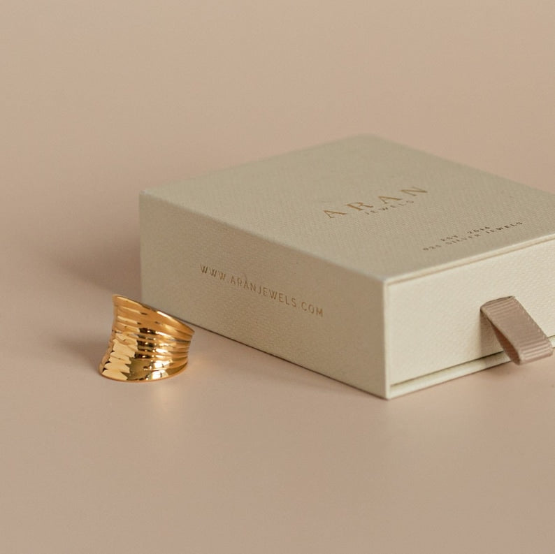 Anillo ancho ajustable ONDAS oro