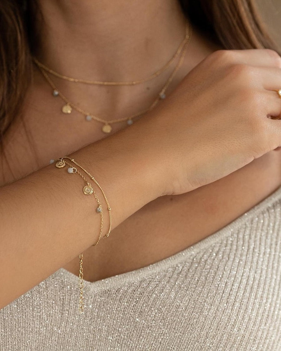 Pulsera de plata MONEDITAS, piedra natural.