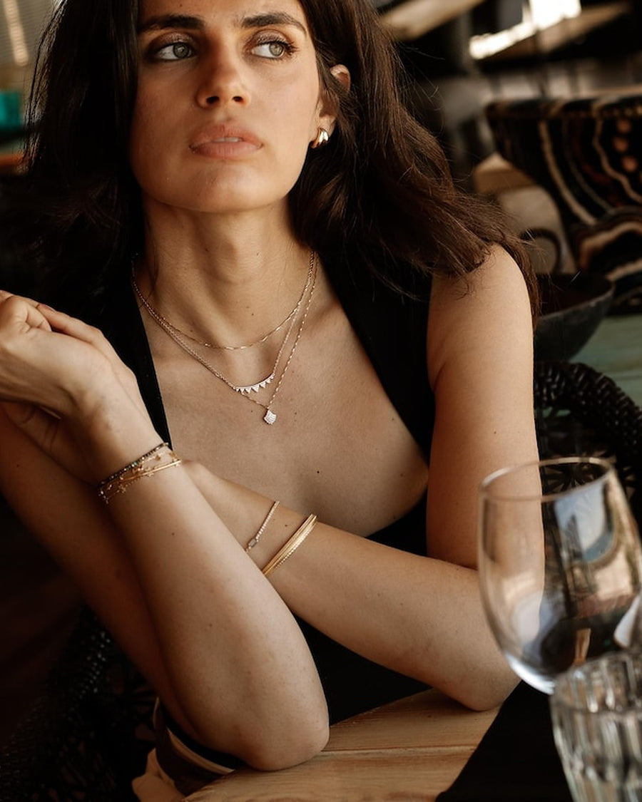 Silver SEA SHELL necklace with cubic zirconia in silver and gold plating