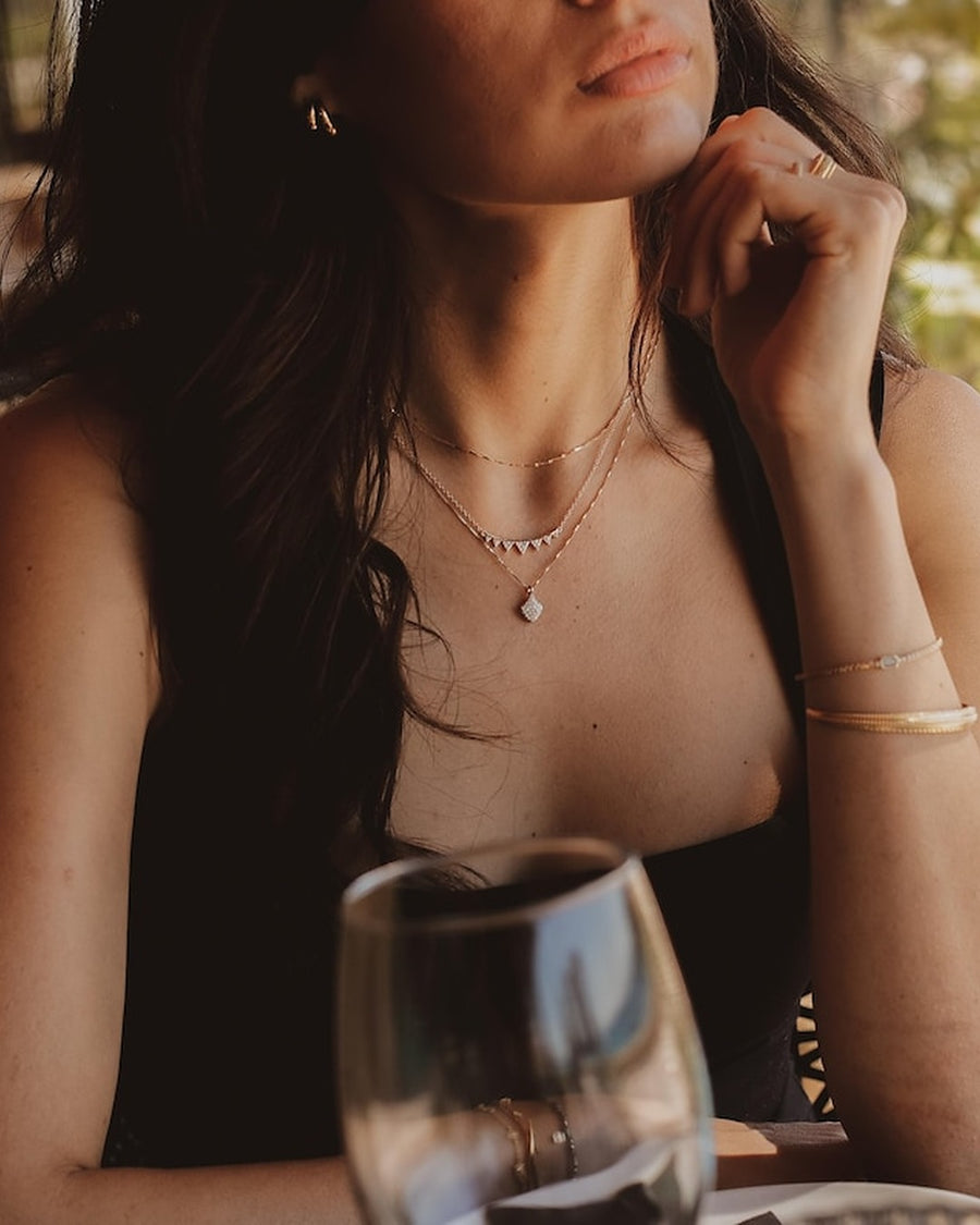 Silver SEA SHELL necklace with cubic zirconia in silver and gold plating