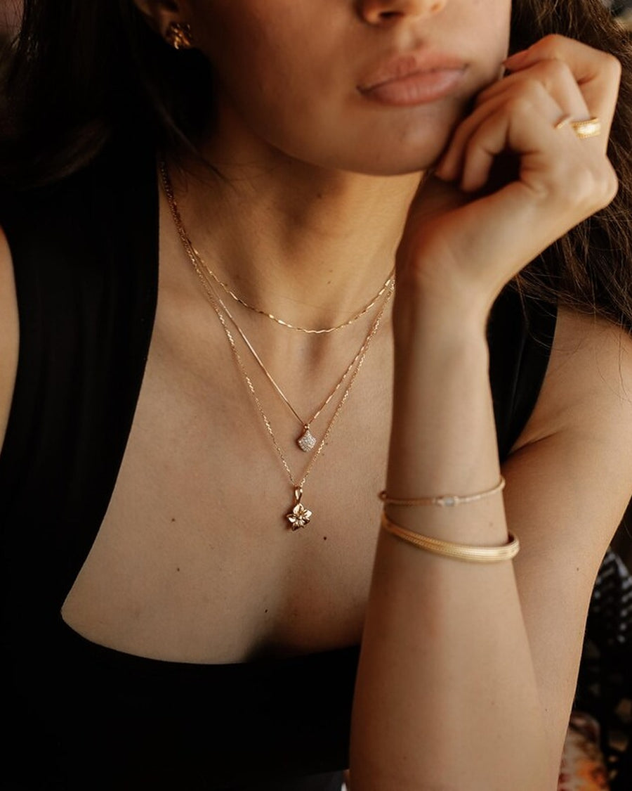 Silver SEA SHELL necklace with cubic zirconia in silver and gold plating