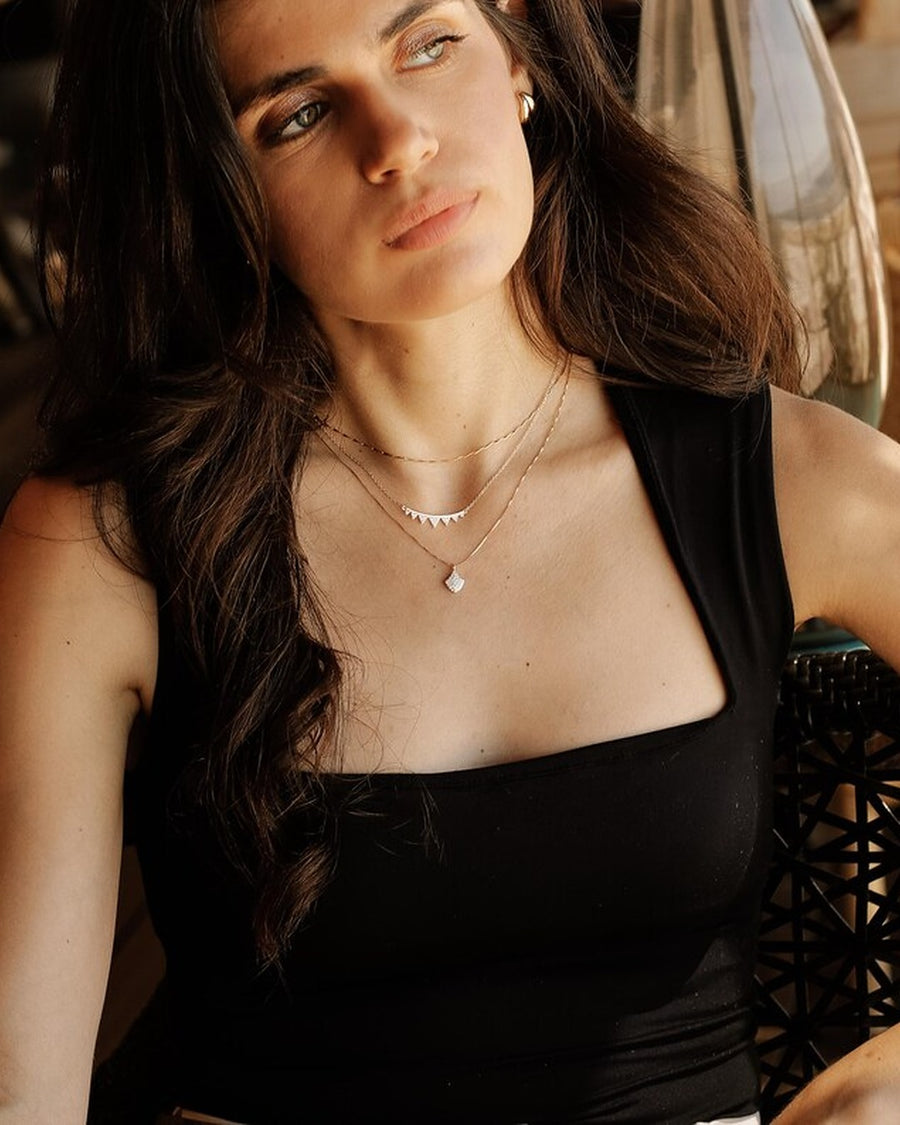 Silver SEA SHELL necklace with cubic zirconia in silver and gold plating