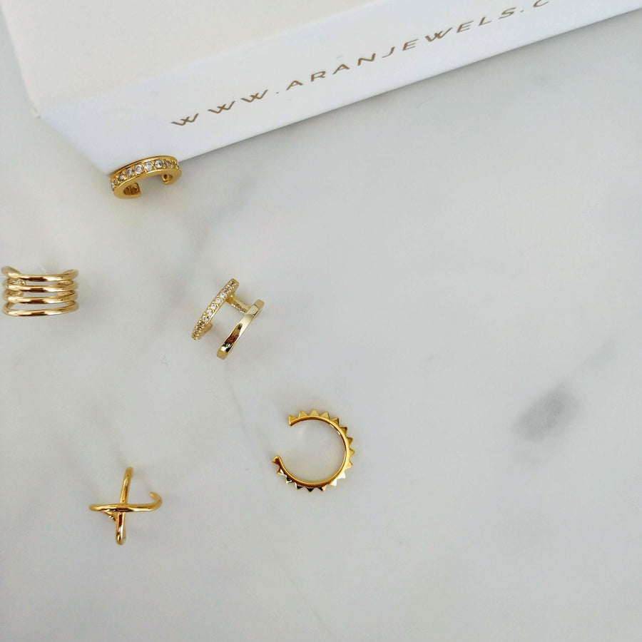 Pendientes de plata X EAR CUFF oro