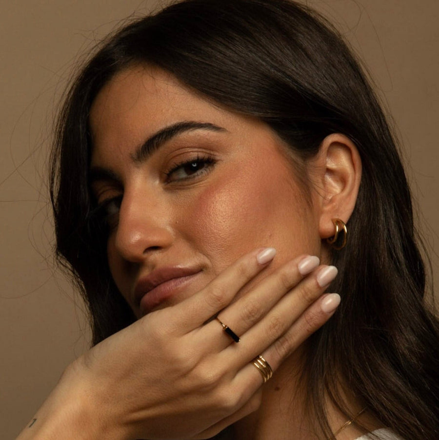 Pendientes dobles con doble aro de plata de ley