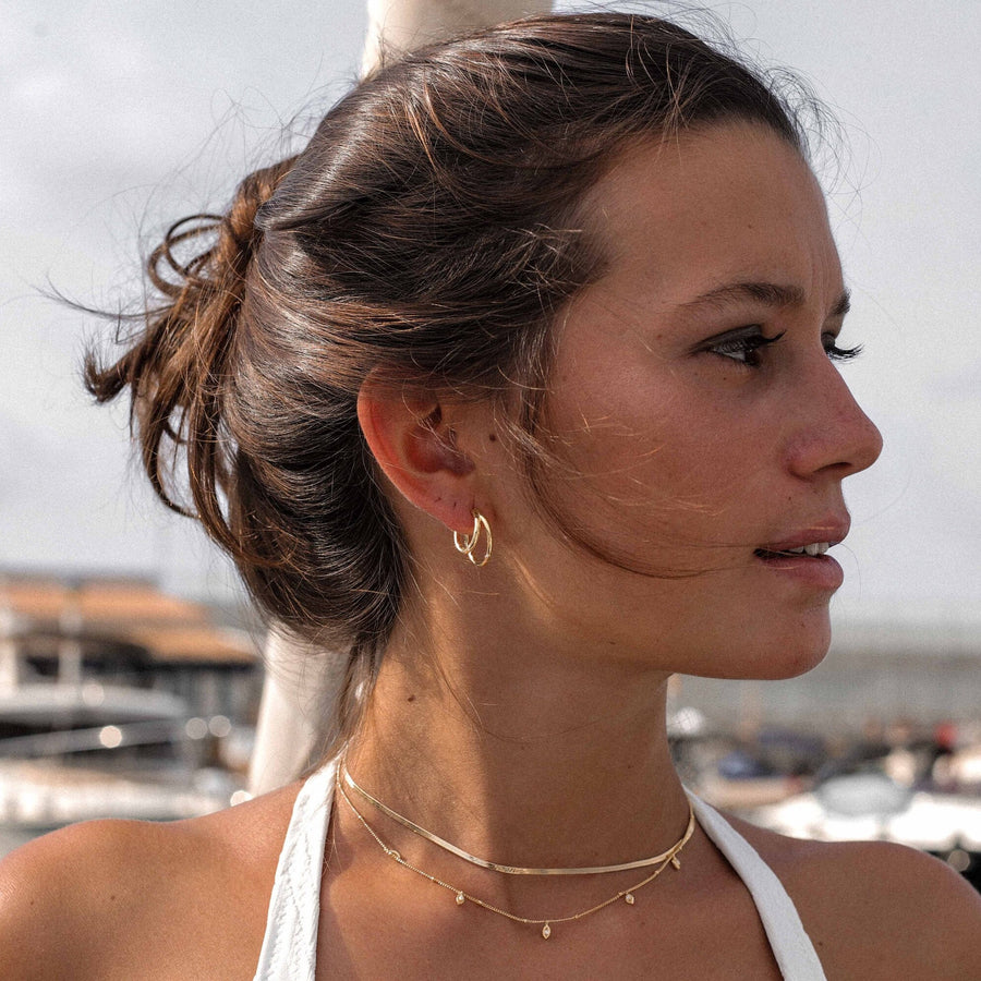 Pendientes dobles con doble aro de plata de ley