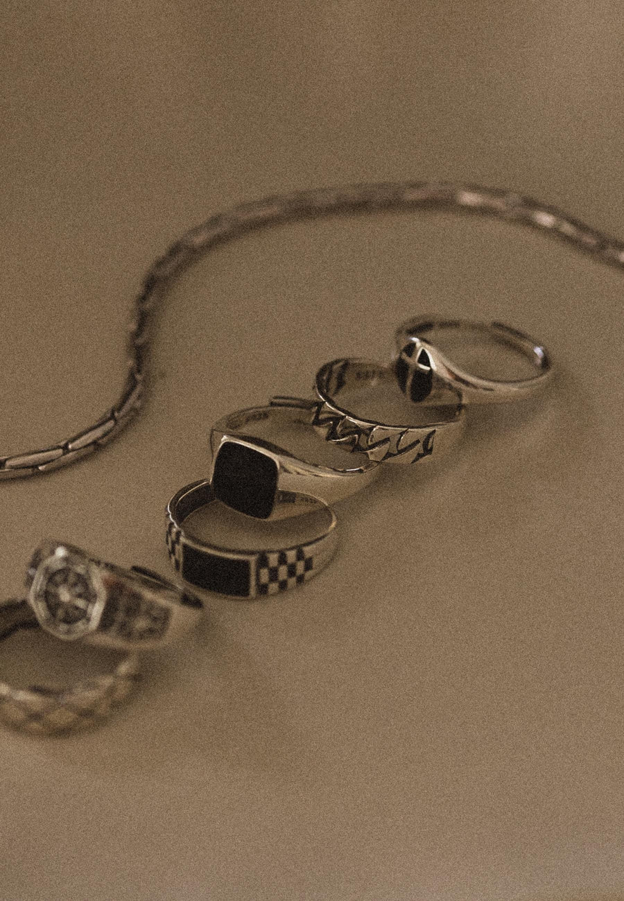 Anillo Brújula de plata de ley 925 para hombre tamaño ajustable