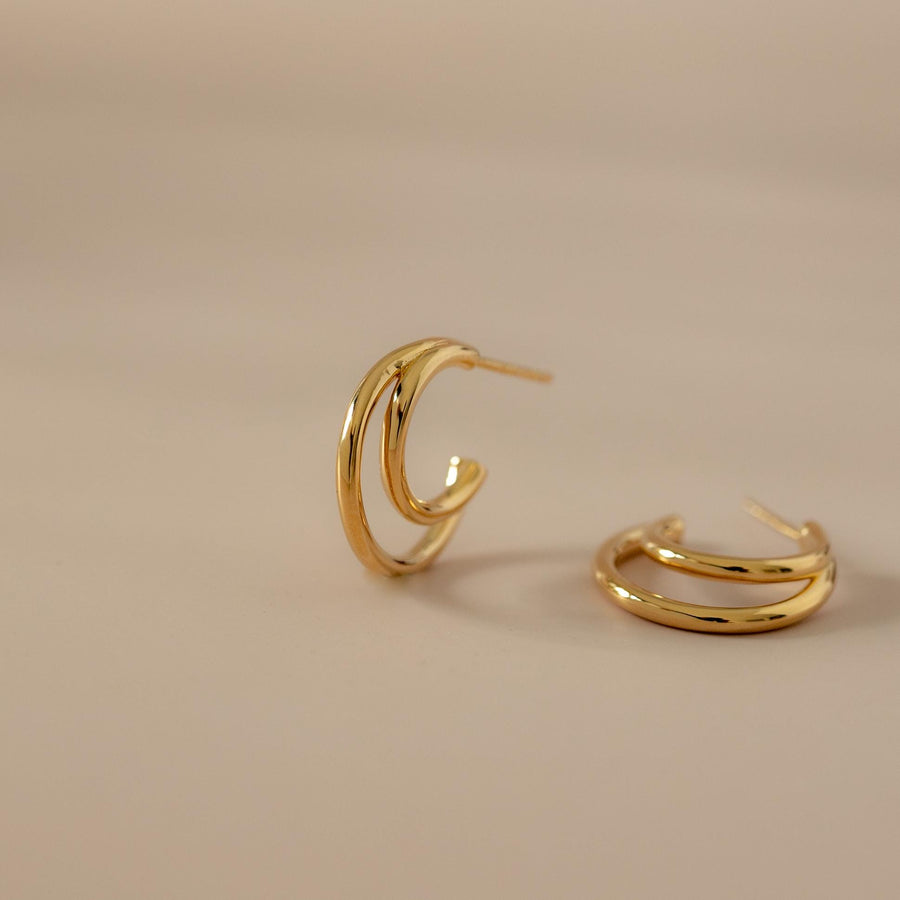 Pendientes dobles con doble aro de plata de ley