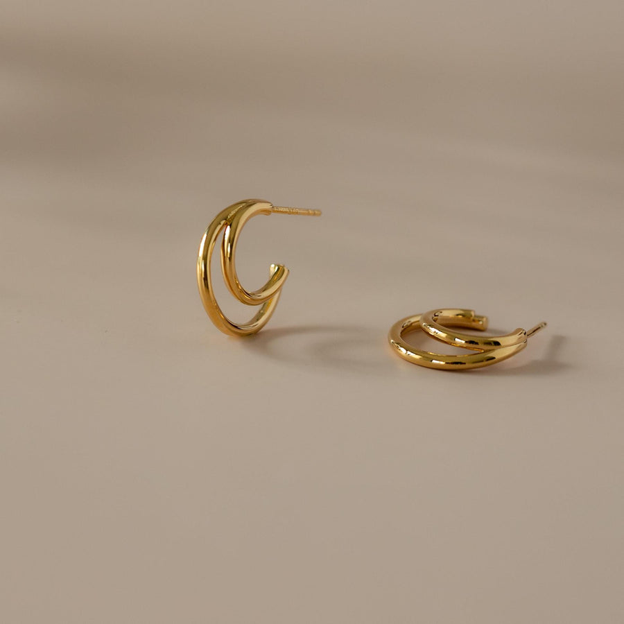 Pendientes dobles con doble aro de plata de ley