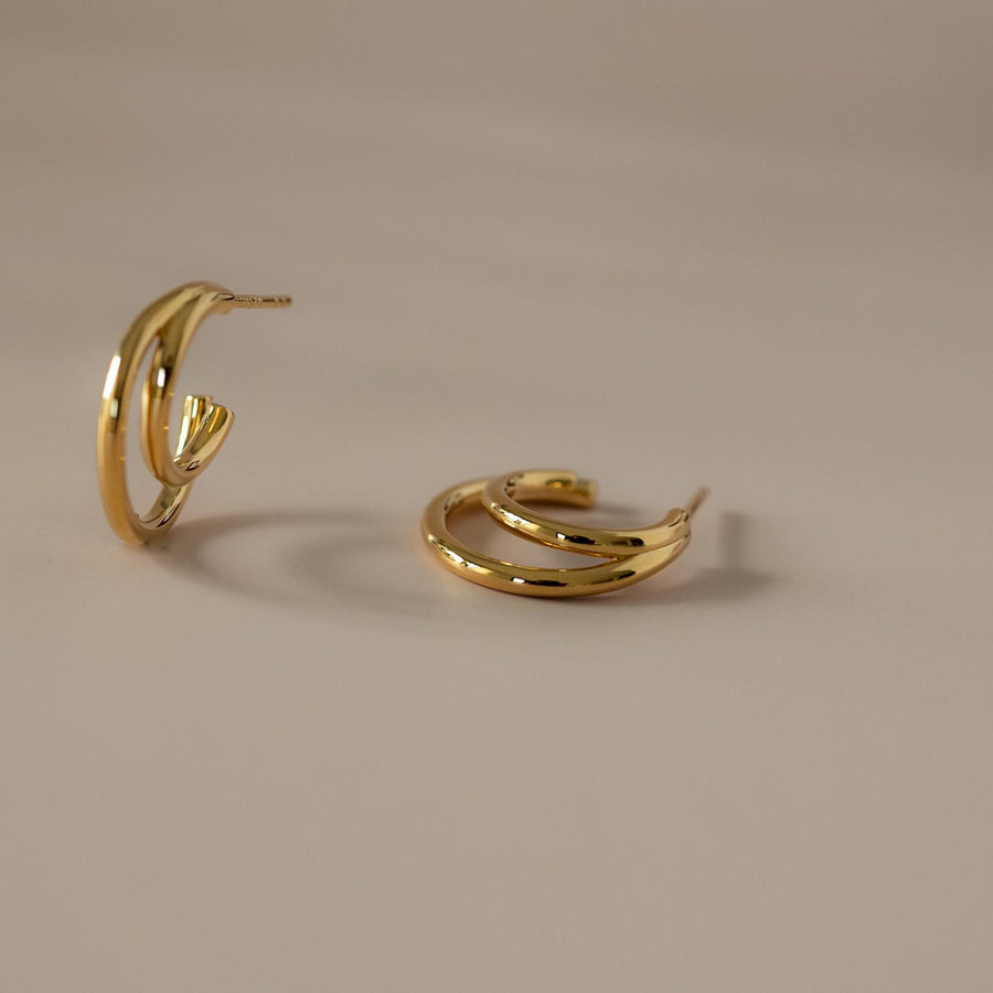 Pendientes dobles con doble aro de plata de ley