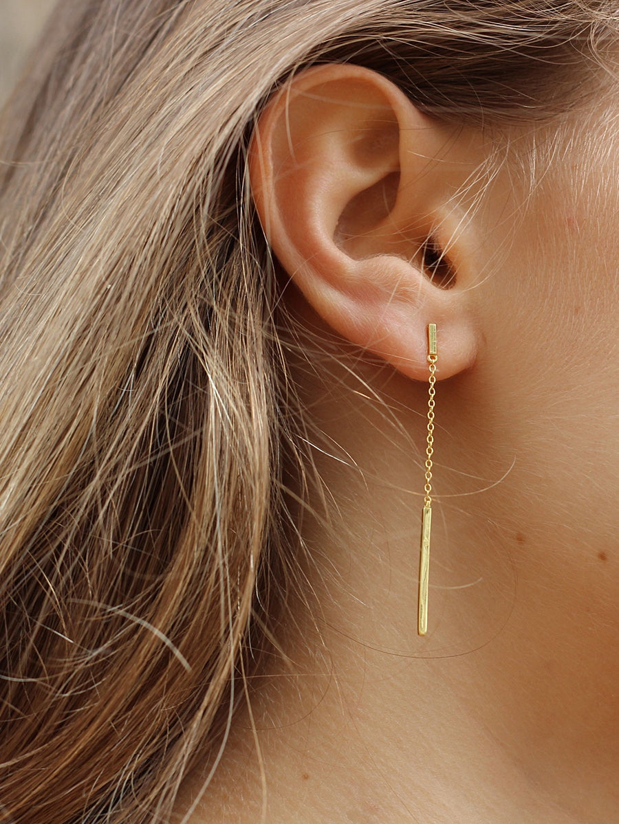 Pendientes de plata LINE CHAIN oro