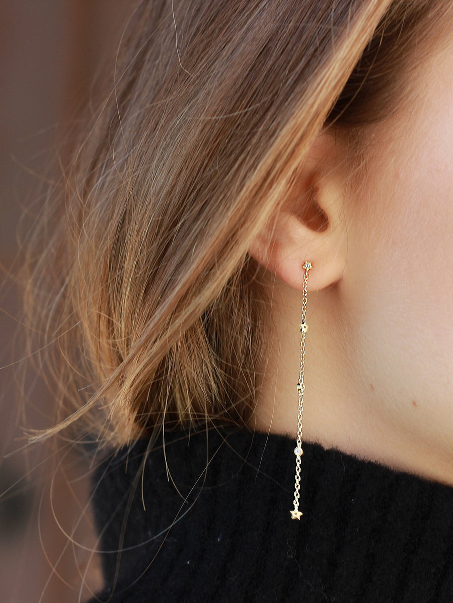 Pendientes de plata STAR LONG CHAIN oro