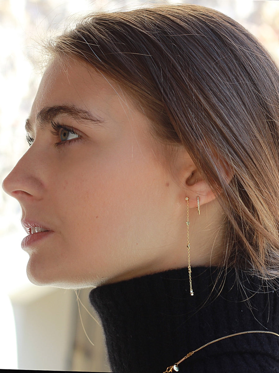 Pendientes de plata STAR LONG CHAIN oro