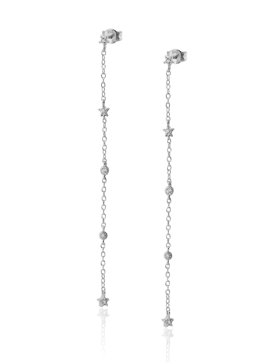 Pendientes STAR LONG CHAIN plata